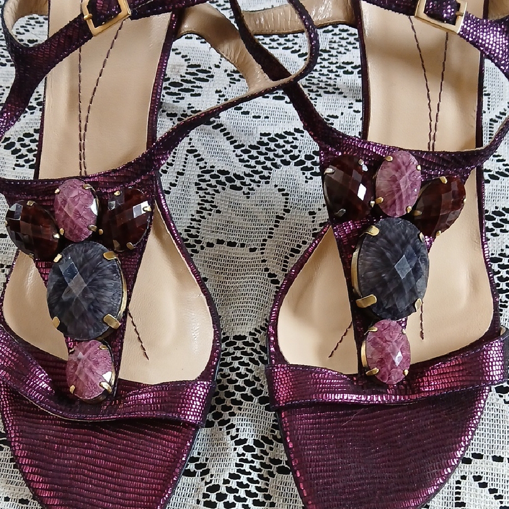 Kate Spade Purple Strappy Sandals with Gem Stone Accents - Picture 7 of 8